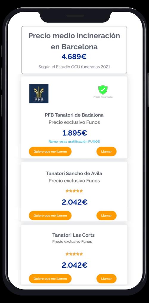 Paso 2 del comparador de funerarias de Funos