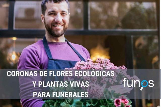 Coronas de flores ecológicas y plantas vivas en funerales